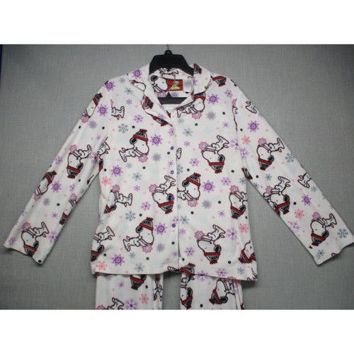 Peanuts White Multicolor Winter Holiday Cozy Pajama Set Womens Size XL - Picture 3 of 15