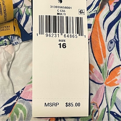 Abito Polo Ralph Lauren stampa tropicale lino-cotone nuovo con etichetta taglia 16 - Foto 6 di 7