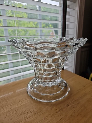  Vintage Fostoria American Clear Flared Bouquet Vase 7" 9" Across Top