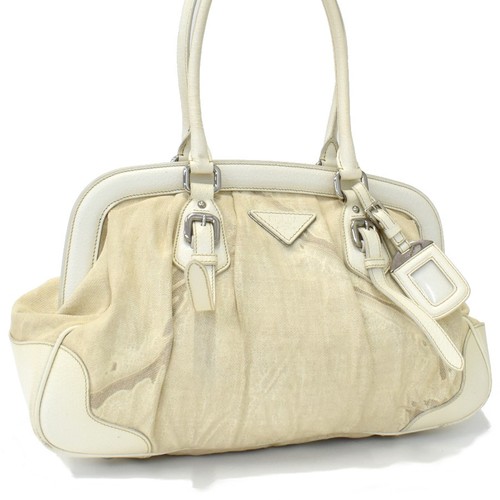 Prada Handbag Shoulder Shoulder Triangle Logo Triangle Plate Canvas Leather Iv
