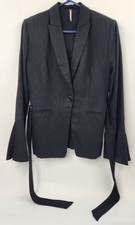 Free People Jacket Sz XS/S Black Linen / Viscose Flare Sleeve