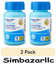 Equate Maximum Strength Sennosides USP Laxative Tablets 25 mg 90 Count, 2 Pack