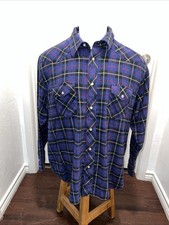 Wrangler Western Flannel Pearl Snap Shirt Men's 2X Big Man Red  Blue Plaid