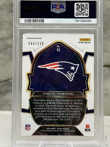 2022 Select #93 Tyquan Thornton RC Concourse Level Tri-Color Prizm PSA 10 POP 3 - Imagen 3 de 4