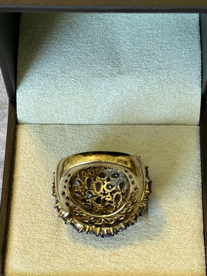 Ross-Simons 18K Gold over Sterling Silver Tanzanite Amethyst Dome Ring Sz 5 - Image 2 of 4