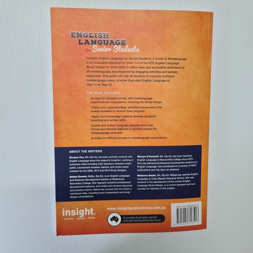 English Language Senior Students Metalanguage Guide Insight  VCE English 2021 - Picture 21 of 22