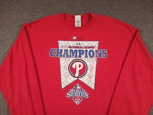 Camiseta Philadelphia Phillies Serie Mundial Manga Larga Hombre Talla XL MLB 2008 - Imagen 2 de 9