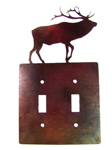 Rentier Doppel Lichtschalter Abdeckplatte Stahl Bilder USA 6215WW - Bild 1 von 3