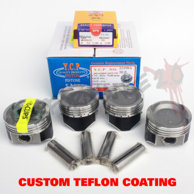 75mm YCP Vitara Pistons Coated Low Compression & NPR Rings Set Honda D16 TURBO