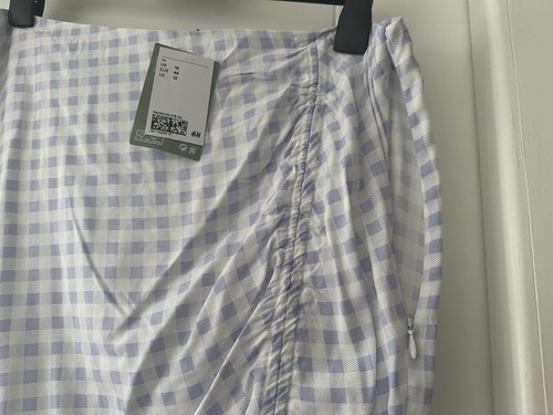 H&M Gingham Skirt, lilac/white, Brand New, 16, adjustable split, side zip, BNWT - Picture 2 of 7