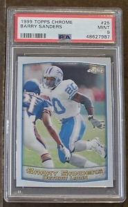 1999 Topps Chrome Football #25 Barry Sanders card PSA 9 Mint! Detroit Lions! HOF