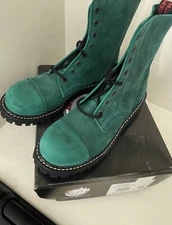 ANGRY ITCH - 8-Hole Vintage Leather Emerald Green Punk Army Ranger EU 45