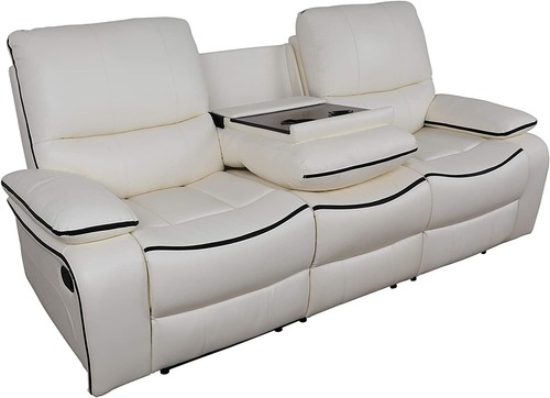 White Leather 3PC Recline Sofa Set Contemporary Living (FREE SHIPPING!) - Picture 4 of 8