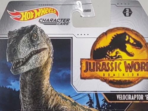 Hot Wheels Jurassic World Dominion Velociraptor Auto Personaggio Blu #3/6 - Foto 1 di 4