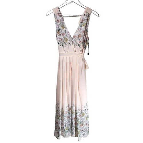 ASTR The Label Size S Floral Print Wrap Midi Dress in Bristol Blush Pink - Picture 8 of 16