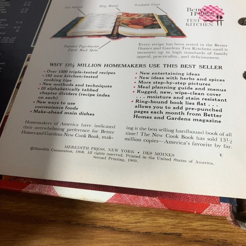 New Cook Book Better Homes and Gardens 1969 2nd Printing 5 Ring Bound Recipes - Picture 4 of 6