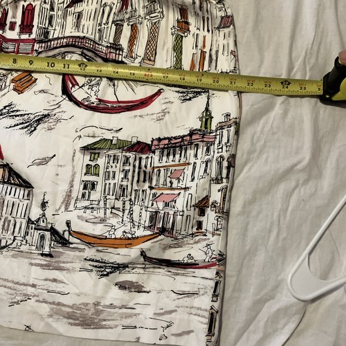 CHETTA B Women's White Mix Paris Or Italy Print 100% Cotton Dress 12 - Picture 13 of 15