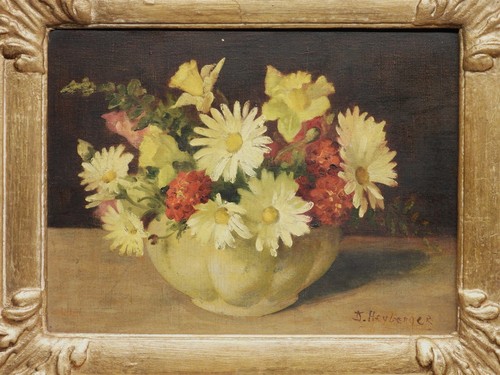 Gorgeous! Antique C.1900 J. Heyberger American Floral Still Life O/C Painting - Bild 2 von 9