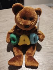 Ty Beanie Baby Dad Brown with Green Yellow Blue "DAD" 2004