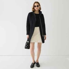 J. Crew Stadium Cloth By Nello Gori Wool Blend Cocoon Coat Black Size 6