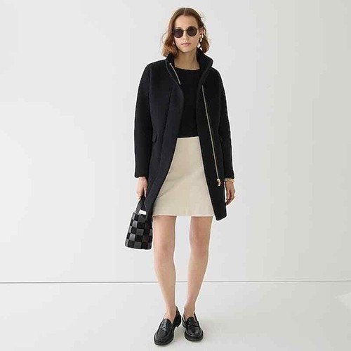 J. Crew Stadium Cloth by Nello Gori Wool Blend Cocoon Coat Black Size 6 - Picture 1 of 13