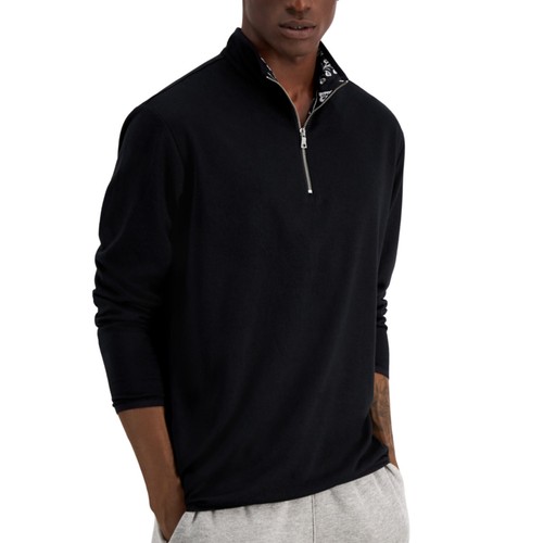 INC International Concepts Sweet Tooth Half Zip Pullover Sweatshirt Small Black - Picture 3 of 3