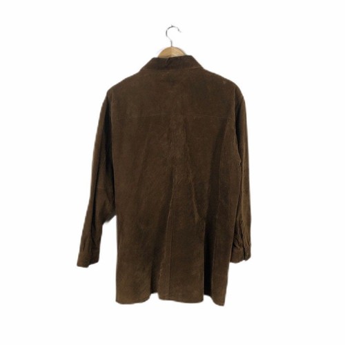 Vintage Express Brown Suede Button Down Shirt, Size Medium - Picture 2 of 6