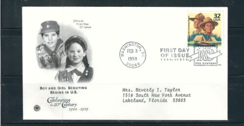 USA SC # 3183j Lo scoutismo ragazzo e ragazza inizia USA FDC .Cachet commemorativa postale - Foto 1 di 1