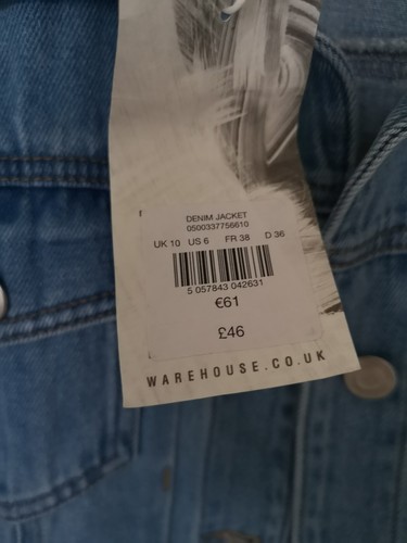 BNWT Warehouse Light Blue Denim Style Jacket Size 10 - Picture 8 of 10