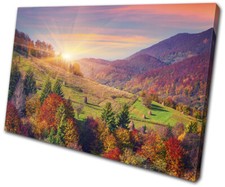Autumn Mountain Colourful Landscapes SINGLE CANVAS WALL ART Picture Print