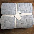 POTTERY BARN CLOUD HANDCRAFTED COTTON/LINEN QUILT, FULL/QUEEN ~ STEEL BLUE