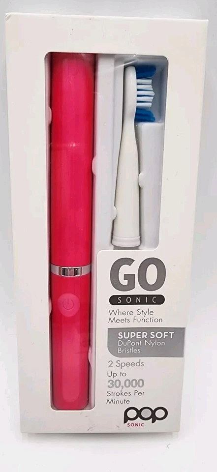 Pop Sonic Go Toothbrush Battery Operated Lot of 2 Super Soft Purple Hot Pink - Image 2 of 4