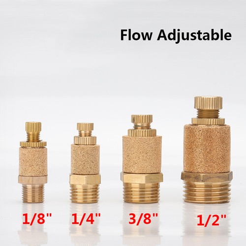 Pneumatic Solenoid Valve Adjustable Brass Mufflers Silencers 1/8" 1/4" 3/8" 1/2" - Picture 1 of 13