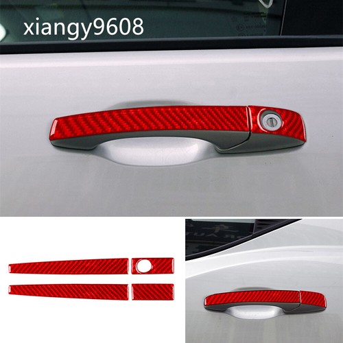 Red Carbon Fiber Outer Front Door Handle Panel Cover For Dodge Avenger 2008-2014 - Picture 1 of 12