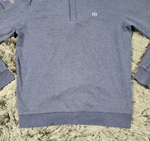 Sudadera de golf Travis Mathew para hombre mediana azul algodón cohesidad 1/4 cremallera pulóver - Imagen 15 de 21