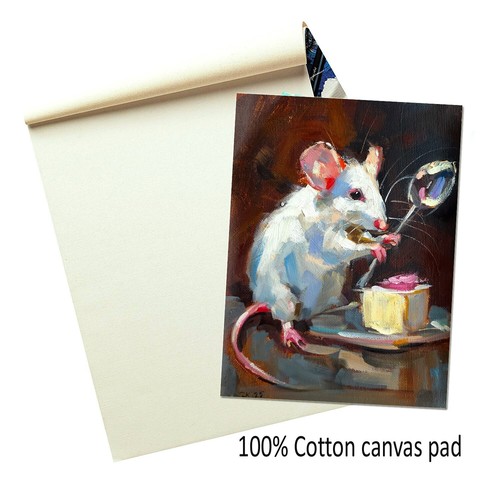 Whimsical Mouse with Cake Oil Painting Original Funny Animal Art Made to Order - Picture 2 of 4