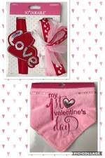 So Dorable Head-wraps And Bandana Bib Set Pink My 1st Valentine’s Day girls NWT
