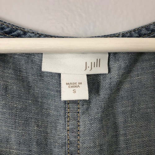 J. Jill Dress Womens Size Small Blue Denim Chambray Sleeveless Shift Pockets - Picture 3 of 13