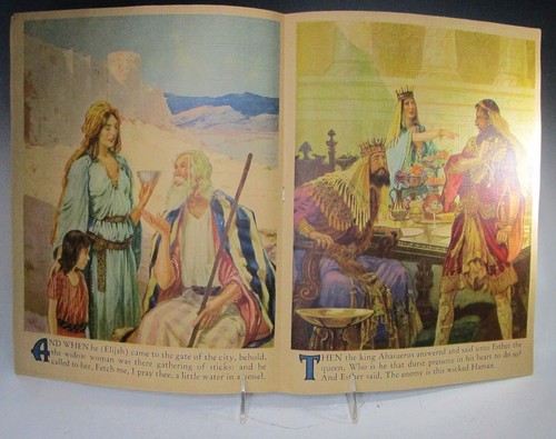 1941 THE BIBLE PICTURE BOOK Text #2373 Cloth-Line Saalfield Pub Paper Back Book - Imagen 9 de 13