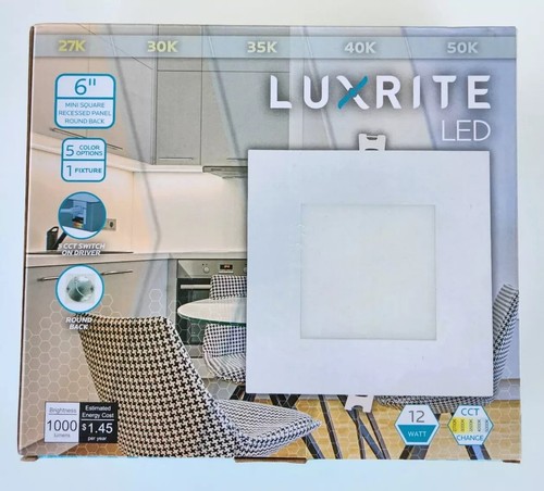 Luxrite Square Ultra Thin LED Recessed Light With Junction Box 12W 1000 Lumens - Picture 2 of 2