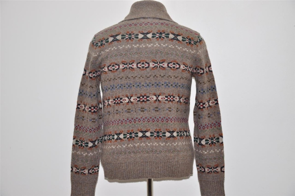 Ralph Lauren RRL Fair Isle Shawl Collar Wool Cardigan Sweater XXS  