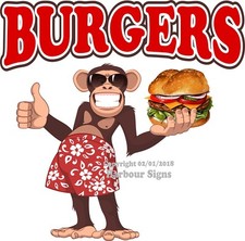 Burgers DECAL Choose Your Size Monkey Concession Food Truck Vinyl Sticker