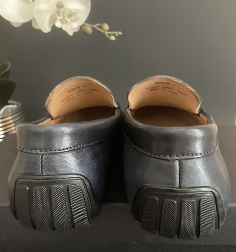 Bacco Bucci Studio Mens Driving Loafers Shoes Navy Leather Slip On Size 7 - Picture 5 of 10