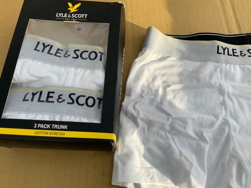 Lyle & Scott Men's Cotton Stretch 3 Pack Boxer Trunks -Small- white - Picture 2 of 4