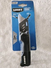 Hart 6" Compact Folding Quick-Change Blade Utility Knife Liner Lock Design BK+BL