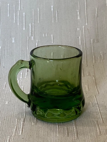Vintage Federal Depression Glass Green Shot Glass Toothpick Miniature Beer Mug
