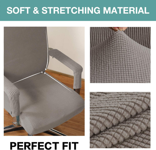 Stretch Office Chair Cover with Arms, Universal Removable Slipcover, Taupe - Picture 4 of 12