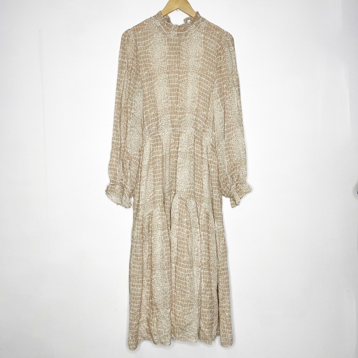 Anna Cate Tan Croc Print Boho Dress Size Large eBay