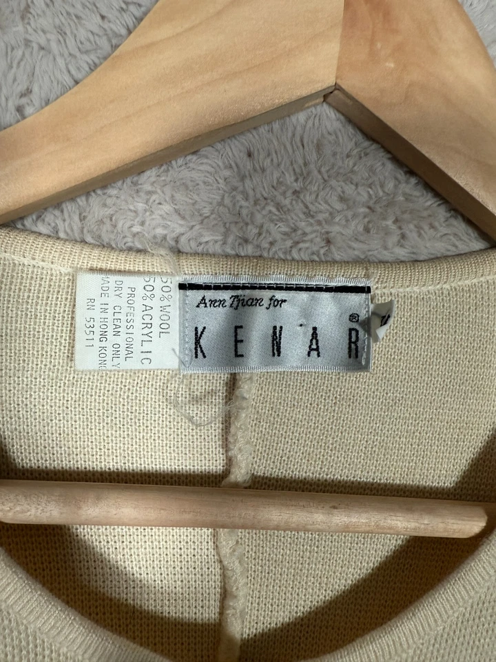 ANN TJIAN KENAR 复古 80 年代外套小号米色羊毛 — 第 3/4 张图片