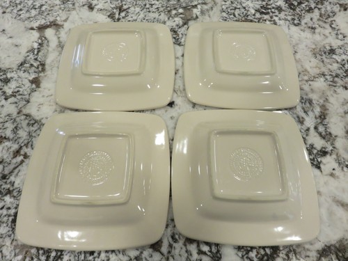 4 platos cuadrados de ensalada de almuerzo Longaberger Pottery Woven Traditions marfil 7 1/8" - Imagen 4 de 7